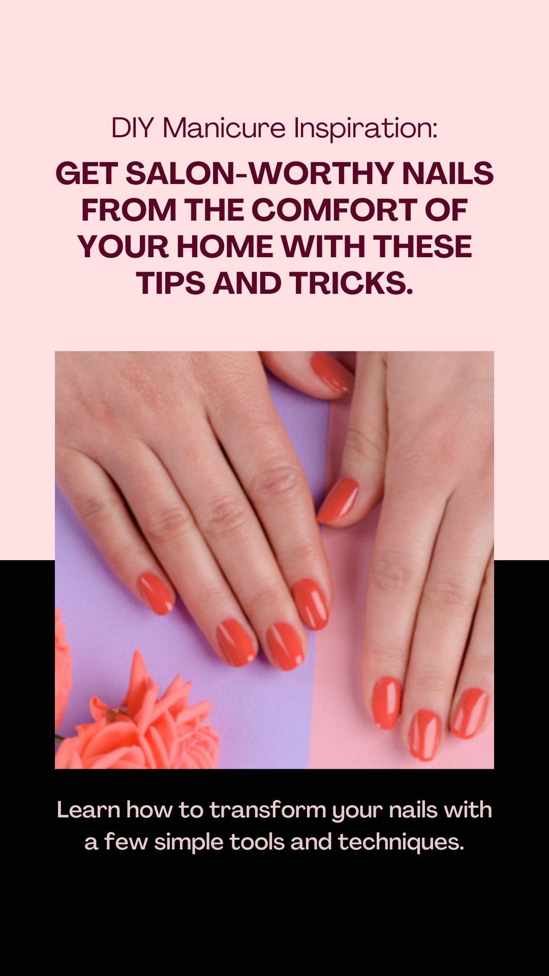 Filing nails with press-on nail sets in background 