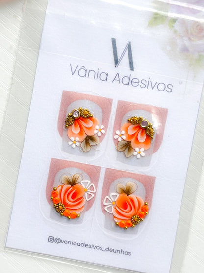 Peach Sorbet Bloom | Luxury Nail Art Decals