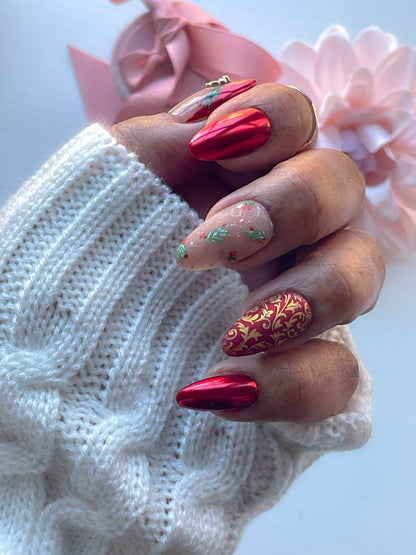 Garland | Christmas |Custom  Pre-Design Press-on Nail set