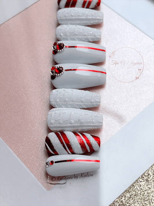 Winter  Glam |Christmas | Pre-Designed Custom Press-on Nails