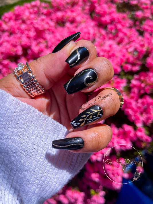 Black Cinderella | Pre-Designed Custom Press-on Nail Set