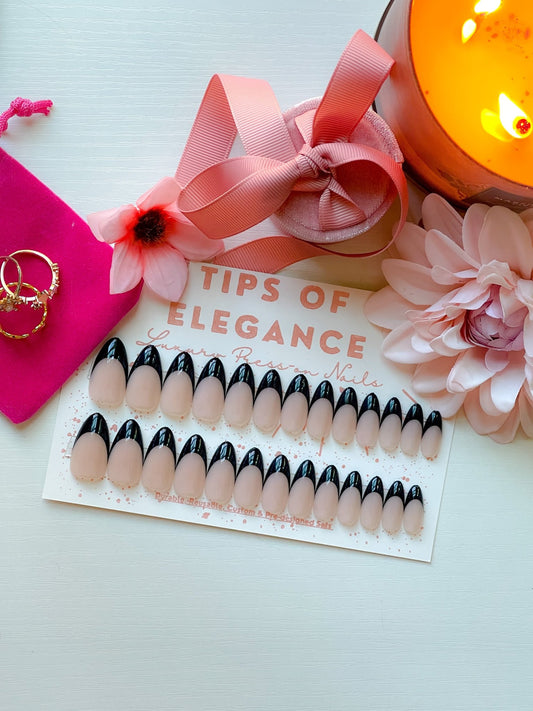 Black Tie | Ready to Ship Press on Nail| 30 Piece Set