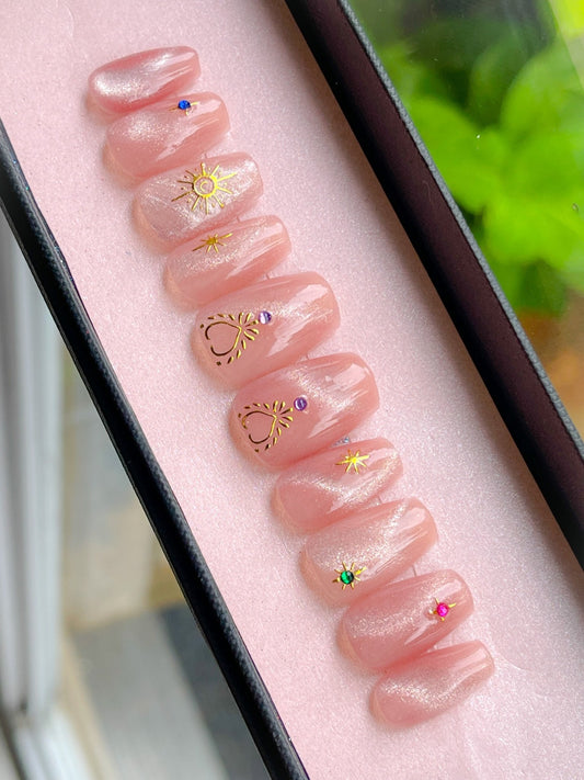 Enchanted Rose (cat eye) | Pre-Design Custom Press-on Nail Set